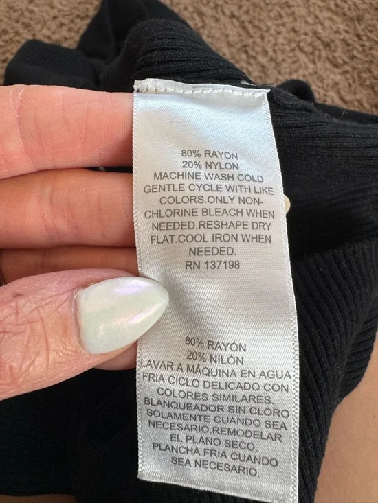 Danielle Bernstein Black Rubbed Button Cardigan Sweater Bell Sleeve XS - Picture 6 of 8